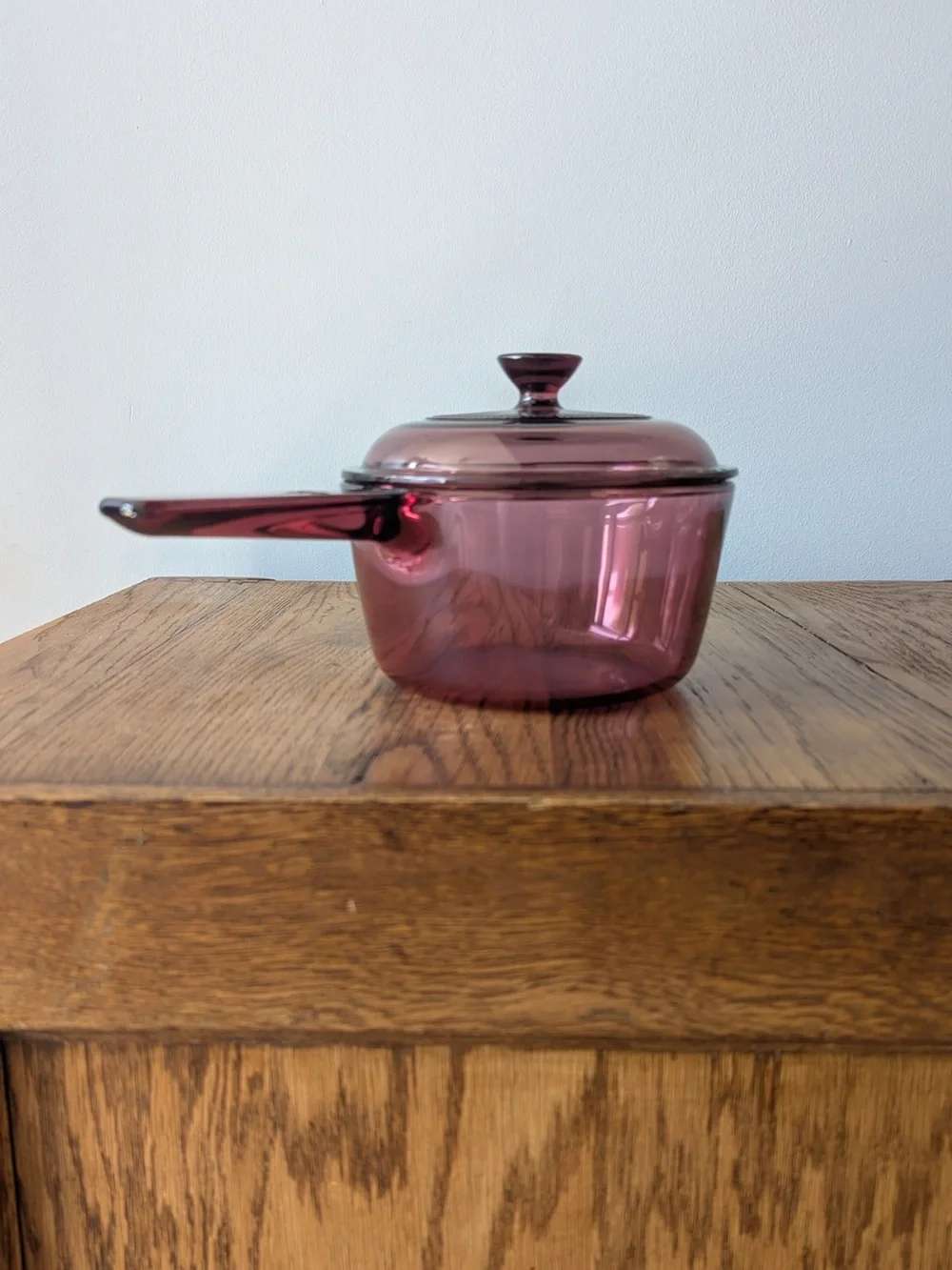 1L Vision Corning Glass Saucepan w/ PYREX Lid Pour Spout - Cranberry Visions - Picture 2 of 16
